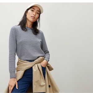 The Organic Cotton Crewneck Sweater Navy stripe size M